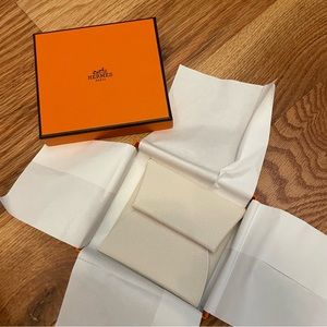 NWT HERMES Bastia change purse in Nata goatskin leather & silver hw